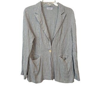 Striped Blazer Jacket By Sage The Label Size M Linen